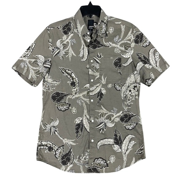 H&M Regular Fit Short Sleeve Button Up Shirt Floral Mens Size S Paisley Casual - Picture 1 of 9